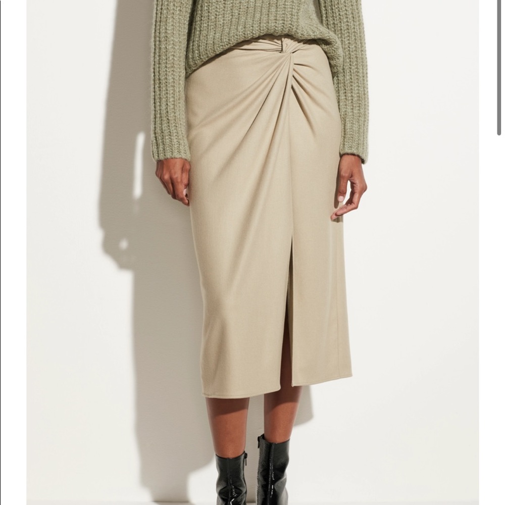 Vince Front Twist Flannel Midi Skirt
